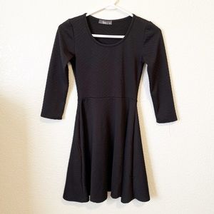 long sleeve black skater dress Wilder | Black Embellished Square-Neck Long-Sleeve Skater Mini Dress